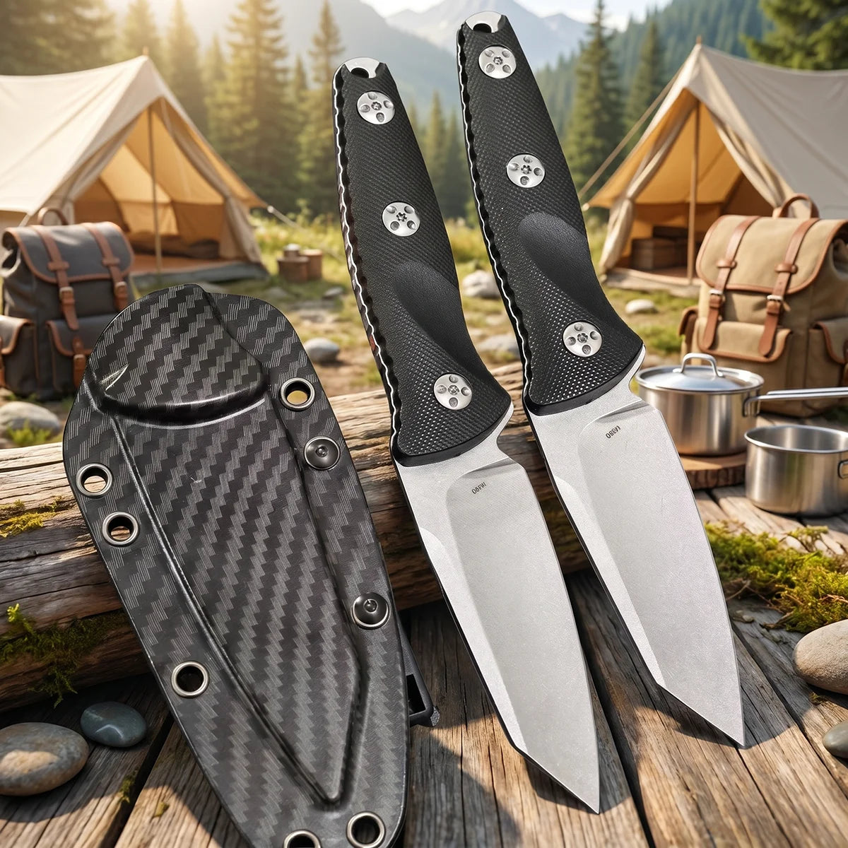 FL FLYWOD Fixed Blade Knife | G10 Handle & Sheath – Camping Fixed Blade Knife Axl