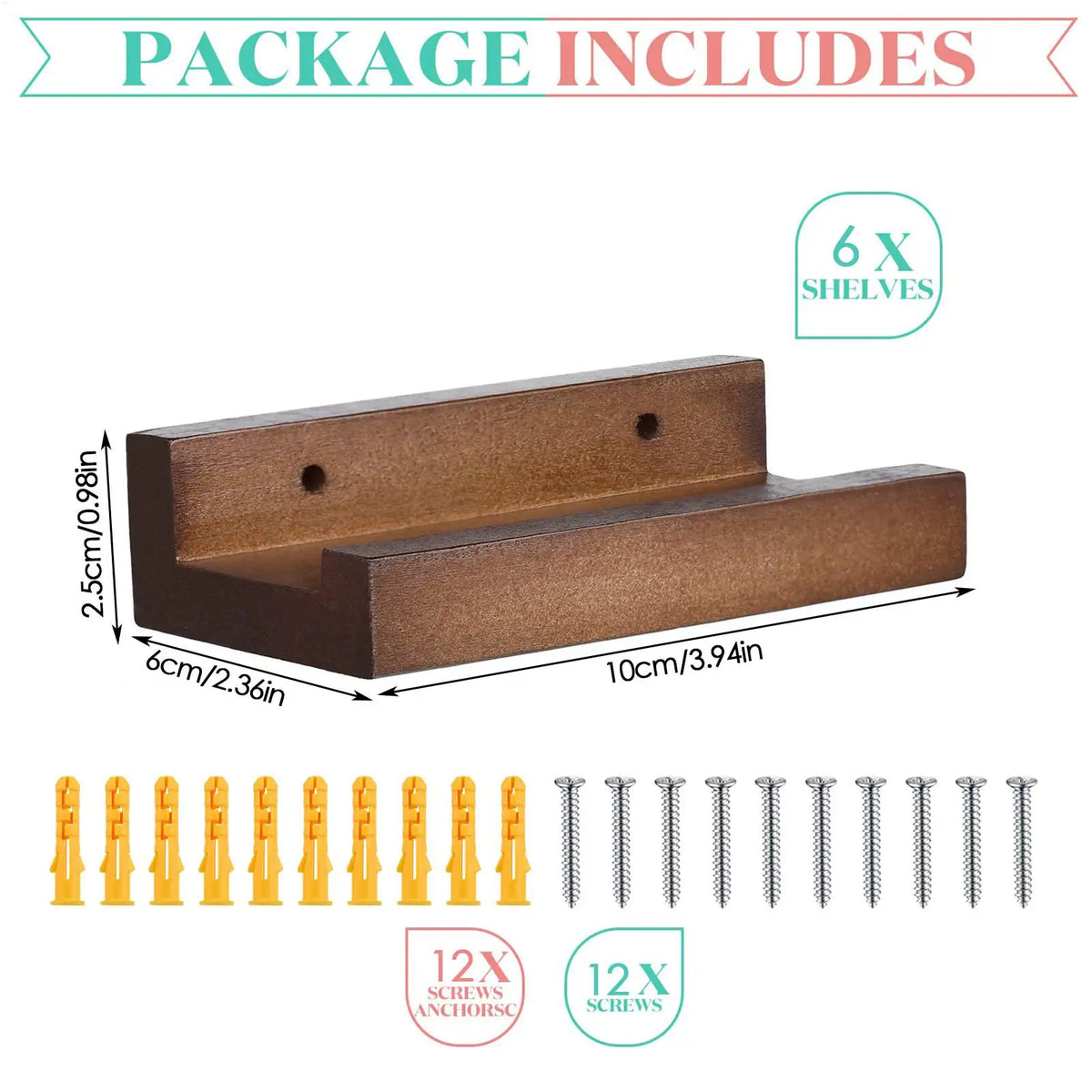 Wall Mounted Vinyl Record Shelf – 6 Rustic Wood Album Mounts Wall Record Shelf Axl