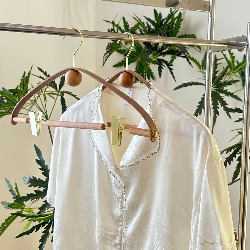 Nordic Beech Wood Hangers – Non-Slip Clothing Rack (5 Pack) Wooden Clothes Hangers Axl