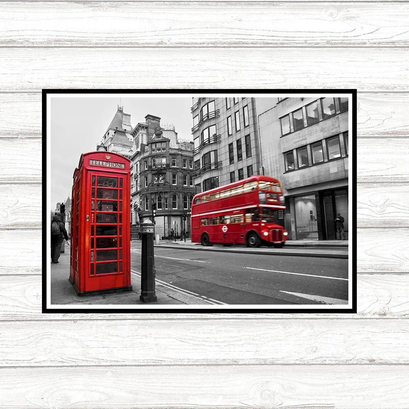 Black & Red Eiffel Tower Big Ben Frameless Wall Art Poster Wall Art Poster Axl 5 30x20cm