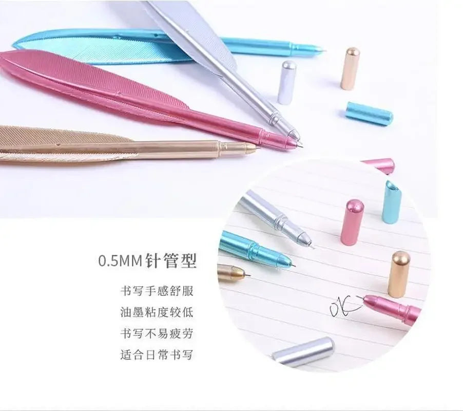 Feather Gel Pens Set of 3 – 0.5mm Cute Novelty Writing Pens Novelty Gel Pens Axl