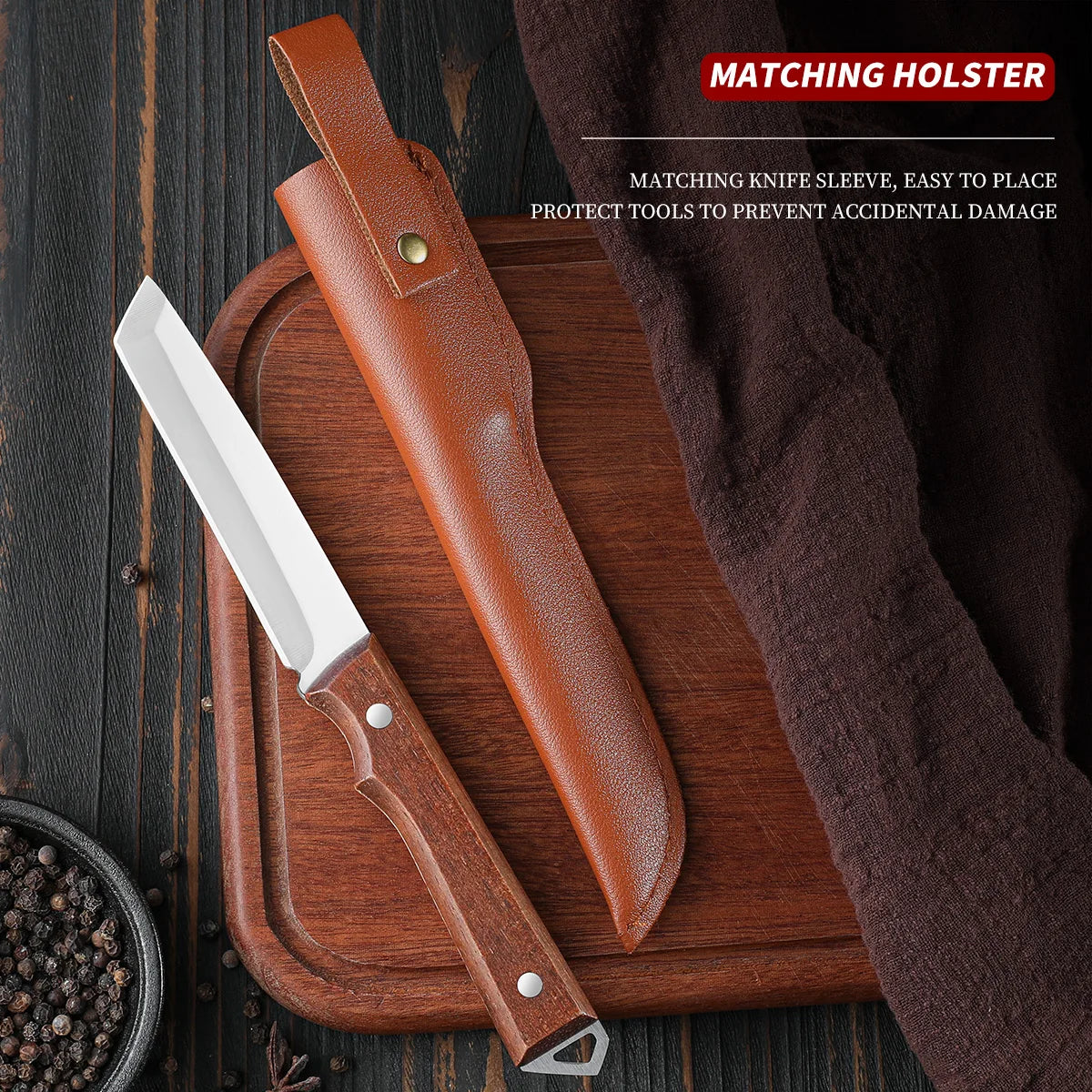 Stainless Steel Meat Cleaver with Sheath & Wood Handle Meat Cleaver Axl 1pcs