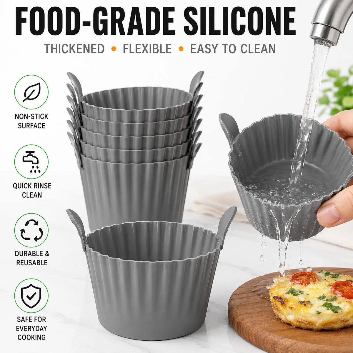 Silicone Egg Poacher Cups | Air Fryer Egg Bite Mold – 3/4/6 Pc Egg Poacher Cups Axl