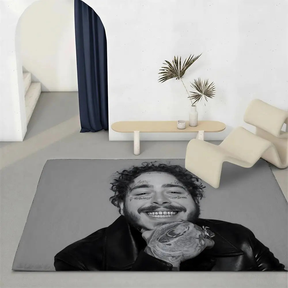 Post Malone Flannel Floor Mat – Non-Slip Soft Plush Indoor Rug Indoor Floor Mat Axl White3 50x80cm