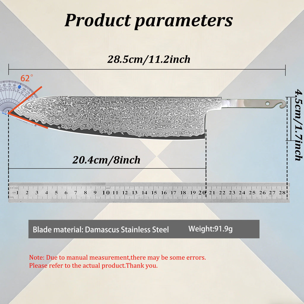 Hand Forged Damascus Steel Cleaver Blade – DIY No Handle Damascus Knife Blade Axl