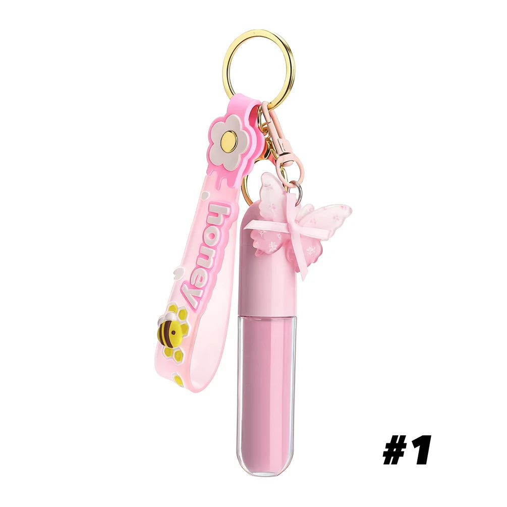 Vegan Lip Gloss Set – Private Label Bee Charm & Keychain Private Label Lip Gloss Axl Key 01 5pcs with logo