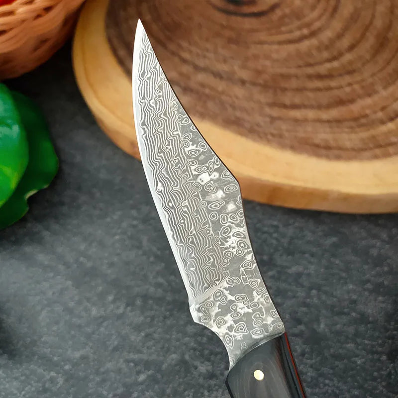 InLeung VG10 Damascus Steel Kitchen Knife – Wood Handle Damascus Kitchen Knife Axl