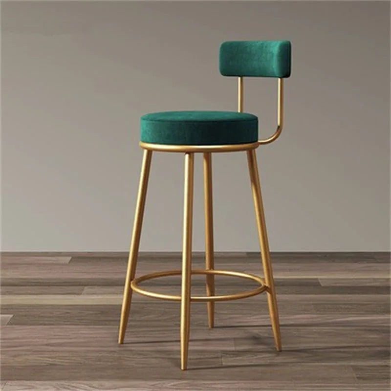 Nordic Velvet Bar Stools with Backrest | Iron Frame Counter Chair Velvet Bar Stool Axl Deep Green