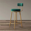 Nordic Velvet Bar Stools with Backrest | Iron Frame Counter Chair Velvet Bar Stool Axl Deep Green