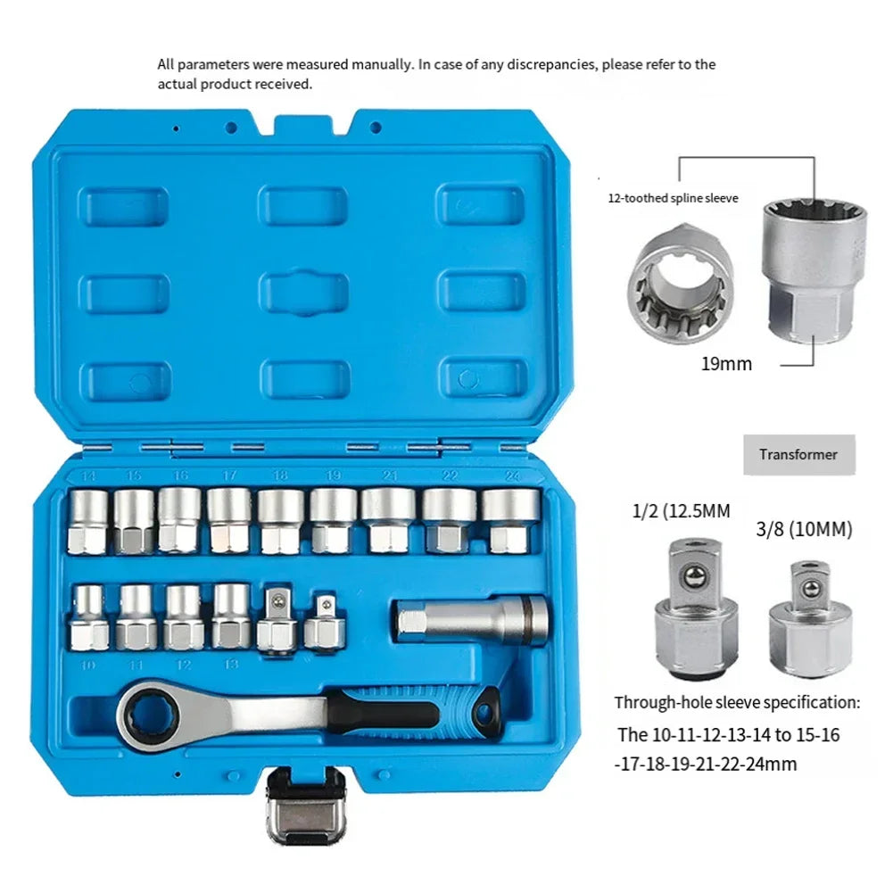 17-Pc Pass-Through Socket Set – Ratchet Wrench & Extension Bar Socket Wrench Set Axl China Mainland