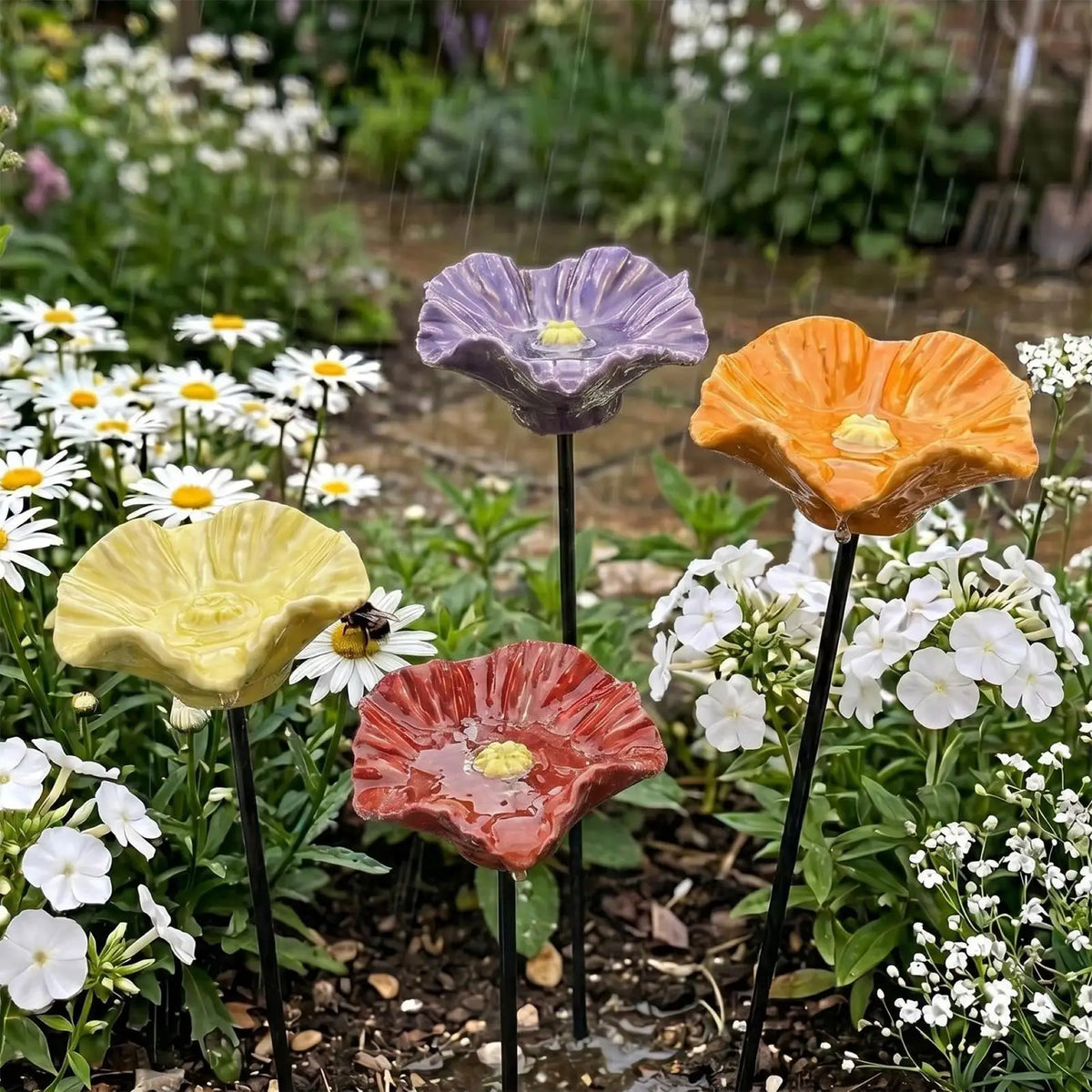 4-Pack Flower Bee Watering Station – Garden Pollinator Cup Set Garden Pollinator Cup Axl