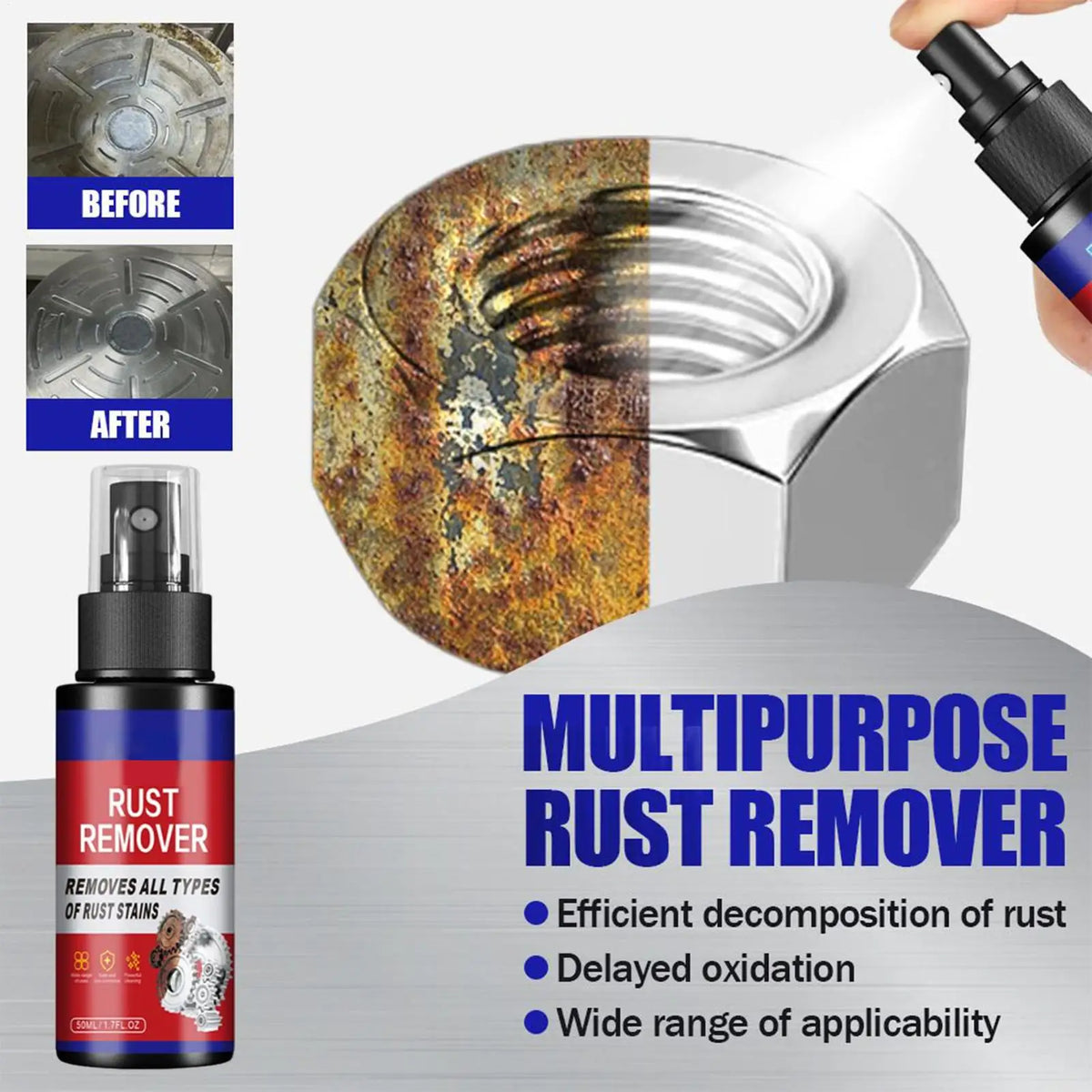 Car Rust Remover Spray – Heavy Duty Metal & Auto Cleaner 50ml Rust Remover Spray Axl