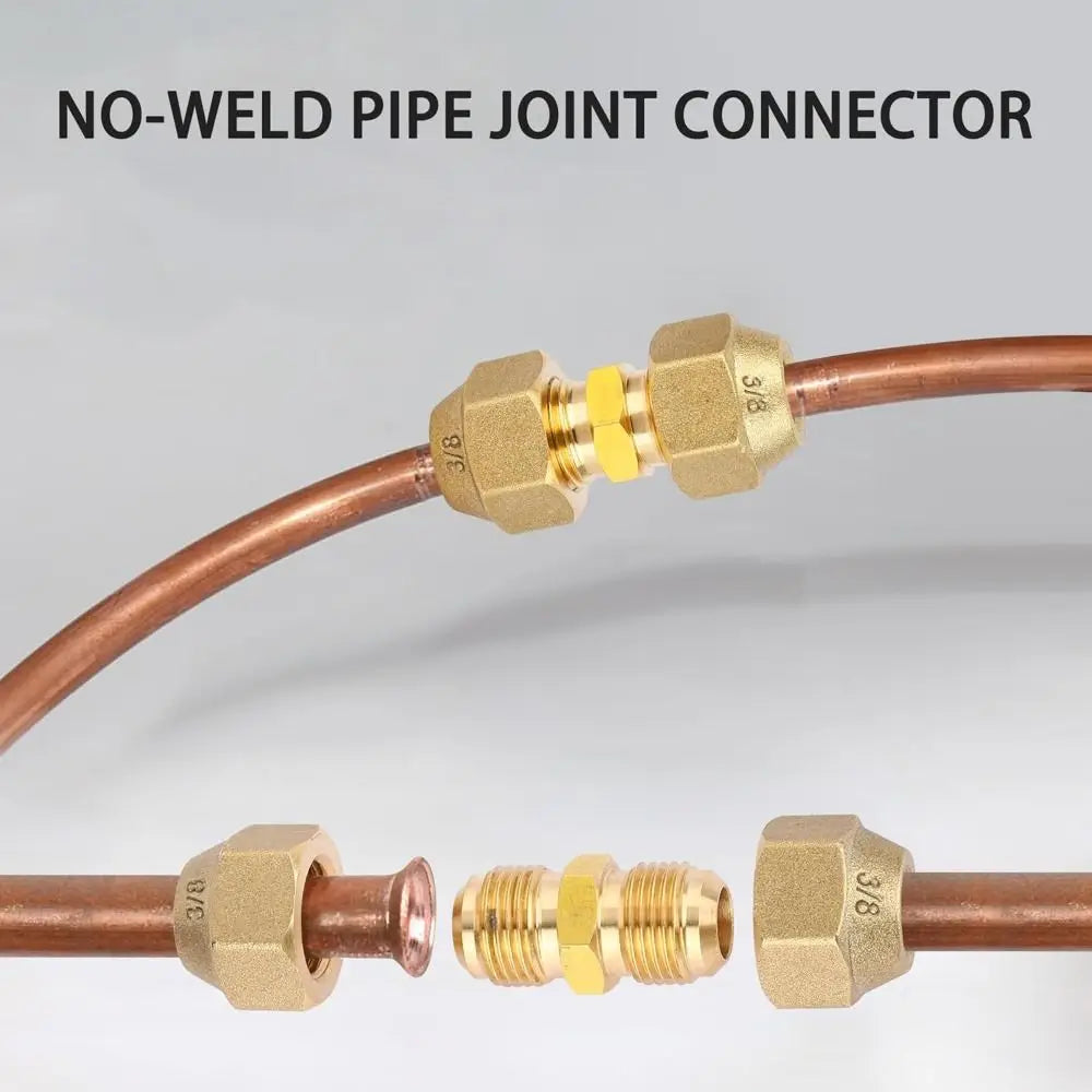 Brass Flare Fittings 1/4" 3/8" 1/2" Copper Pipe Coupling Adapters Pipe Flare Fittings Axl