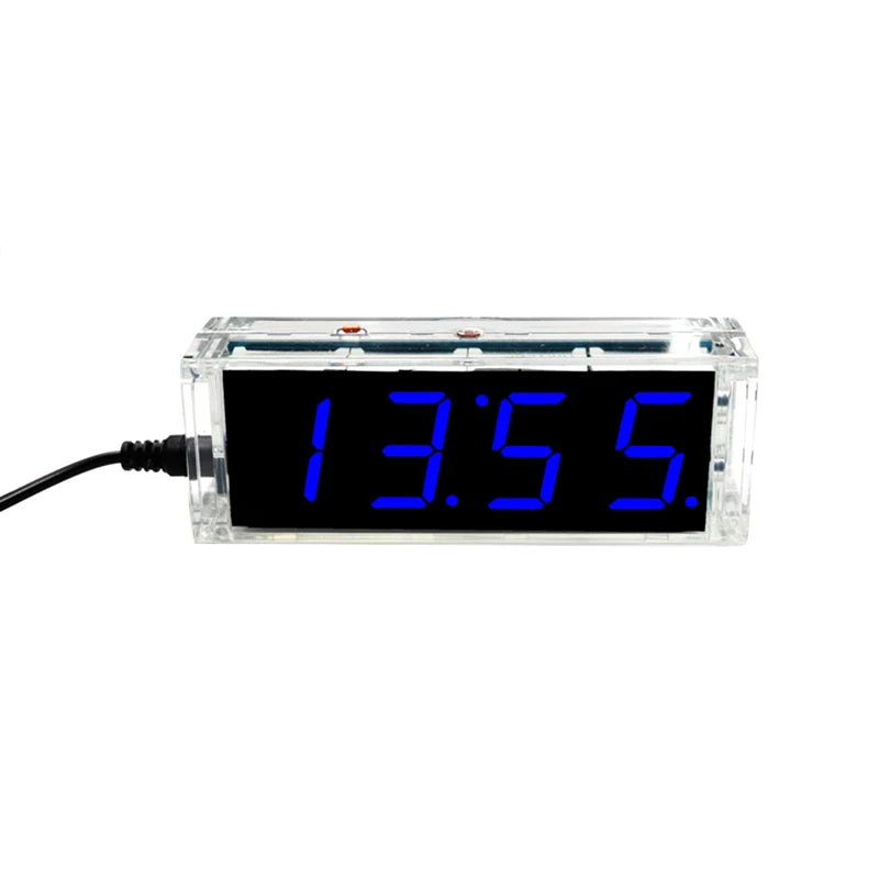 DIY LED Digital Clock Kit – 51 MCU Alarm, Date & Temp Display DIY Electronics Kit Axl Blue