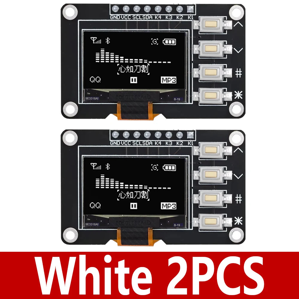 0.96" OLED Display Module 128x64 I2C SSD1315 for Arduino OLED Display Module Axl 2PCS White