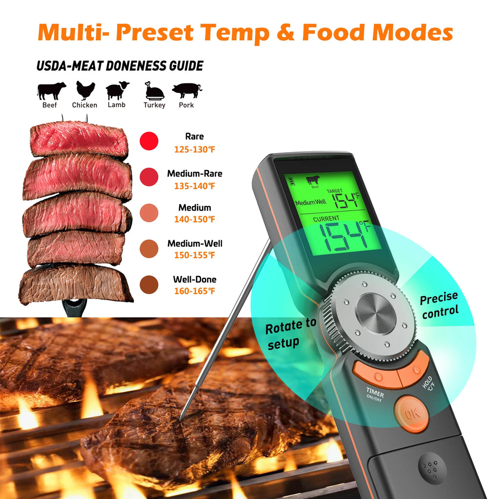 Instant Read Meat Thermometer – LCD Digital BBQ & Kitchen Kitchen Thermometer Axl
