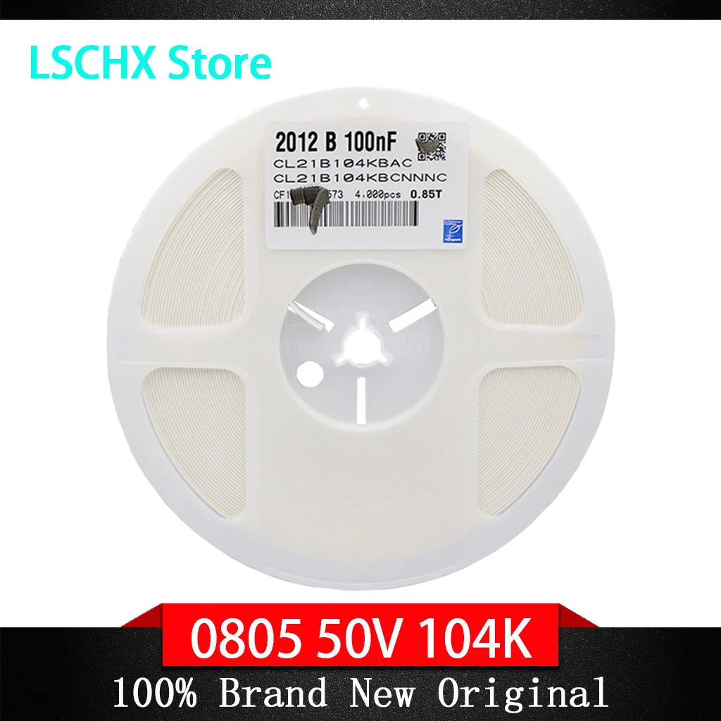 4000pcs 0805 SMD Capacitor 100nF X7R 50V Full Reel ±10% SMD Capacitor Reel Axl Default Title