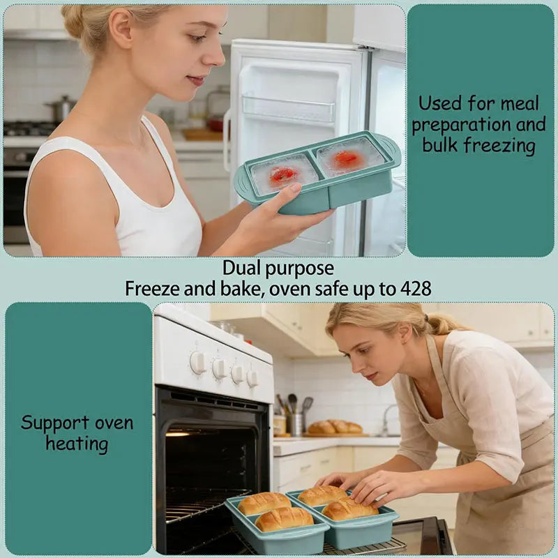 Large Silicone Ice Cube Tray with Lid – Soup Freezer Molds Silicone Freezer Tray Axl