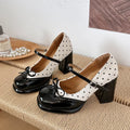 Women's Polka Dot Mary Jane Platform Block Heel Pumps Platform Heel Pumps Axl Beige 37