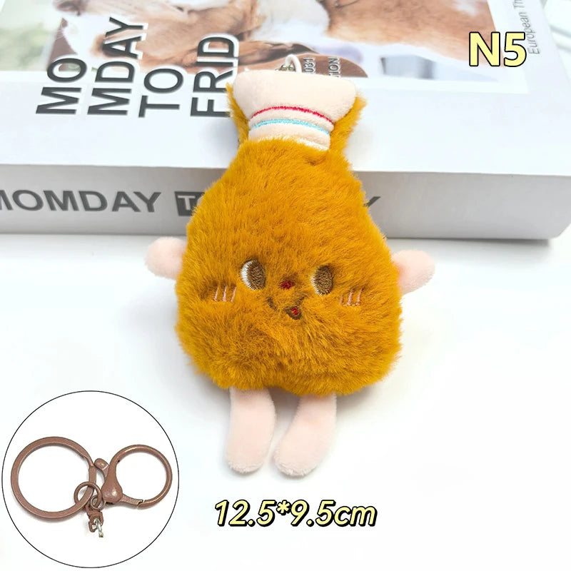 Plush Fries & Burger Keychain – Cute Food Figurine Pendant Plush Keychain Charm Axl N5