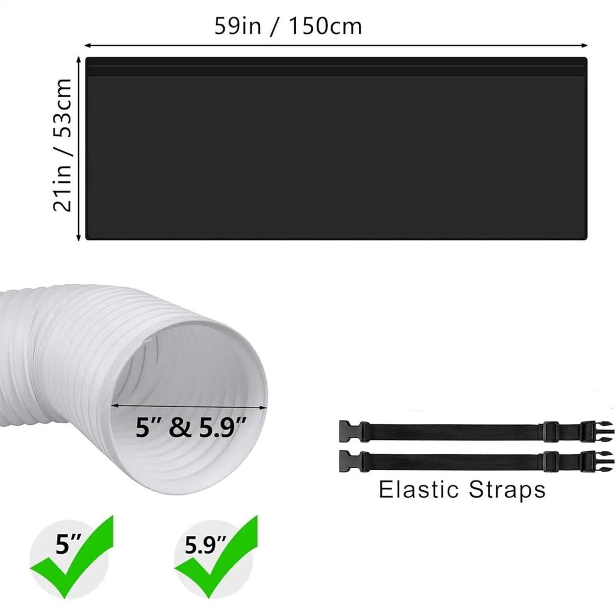 Foldable AC Exhaust Hose Insulation Cover | 5" & 5.9" Ducts AC Hose Insulation Axl
