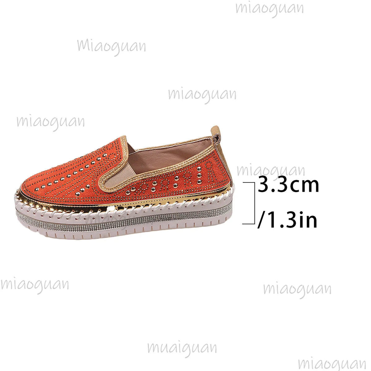 Women's Rhinestone Flat Loafers – Thick Sole Slip-On Sneakers Flat Loafer Sneakers Axl