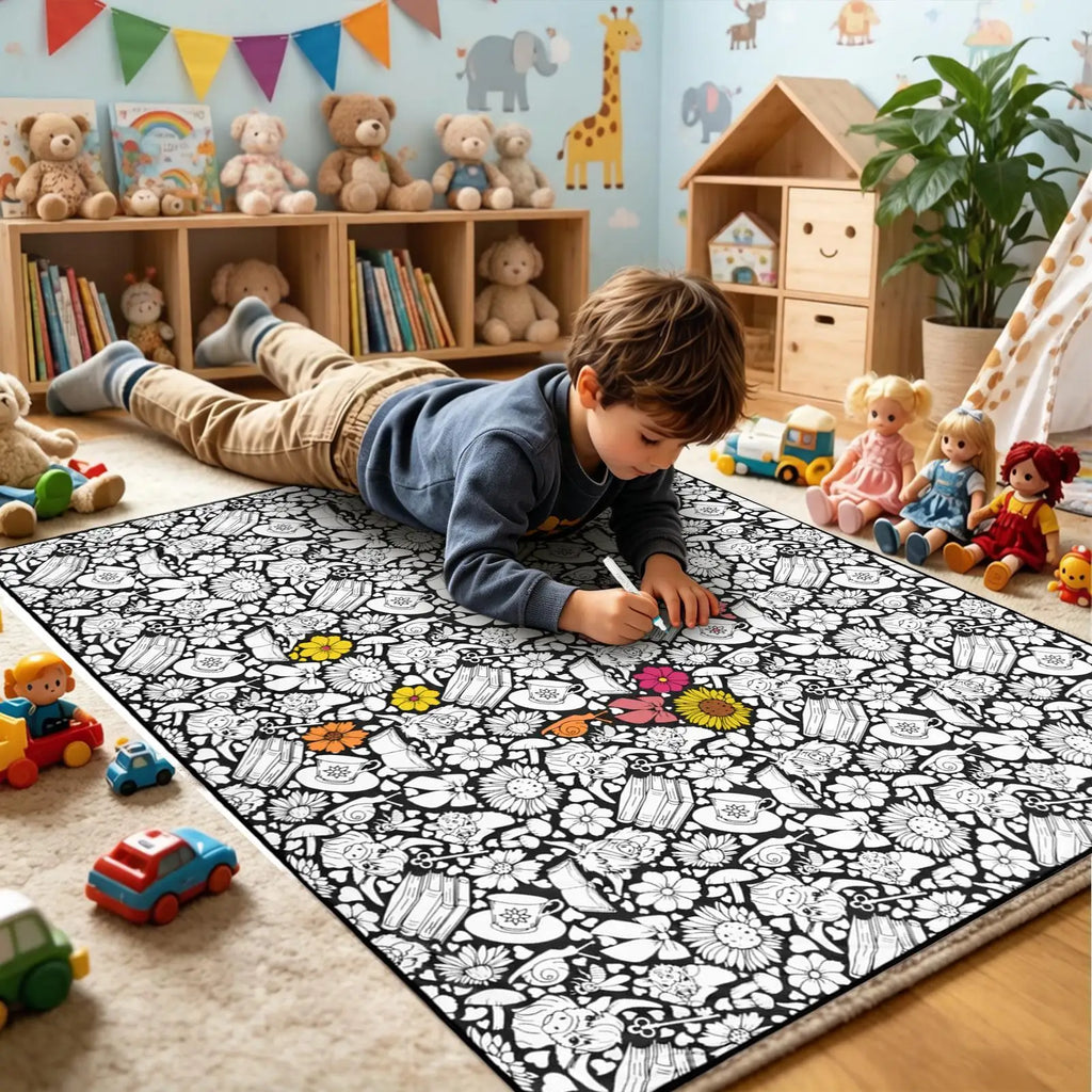 Coloring Blanket 150x115cm Washable Mat with 24 Markers DIY Coloring Blanket Axl