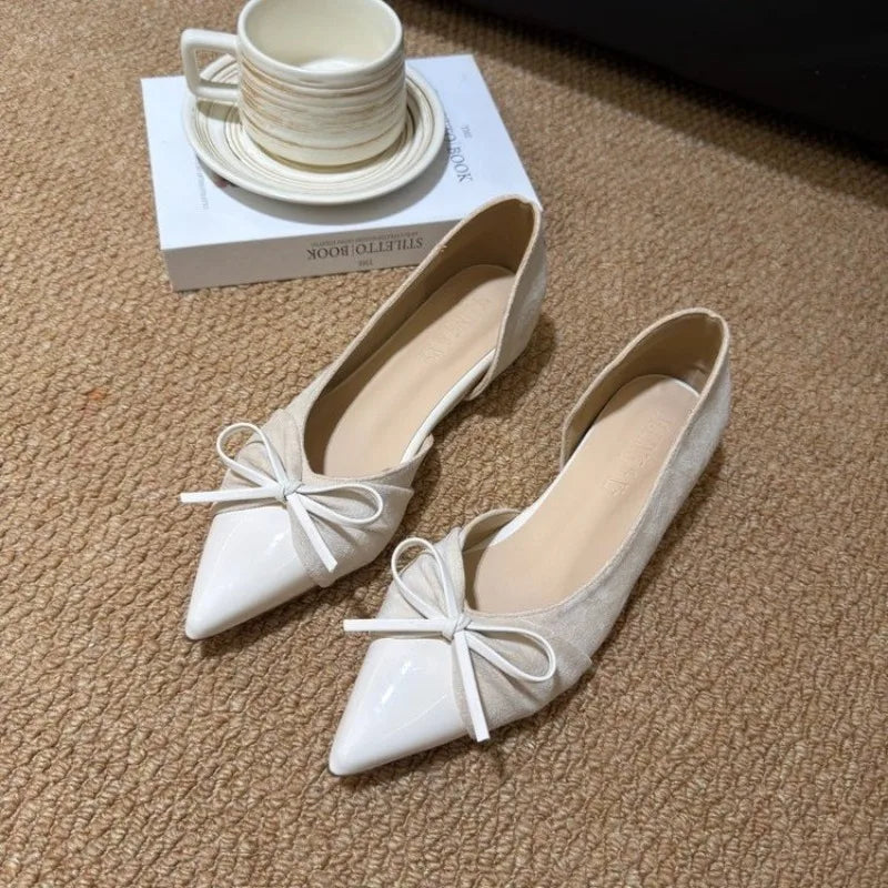 Women's Mary Jane Pumps – Pointed Toe Low Heel Butterfly-Knot Mary Jane Pumps Axl Beige 35