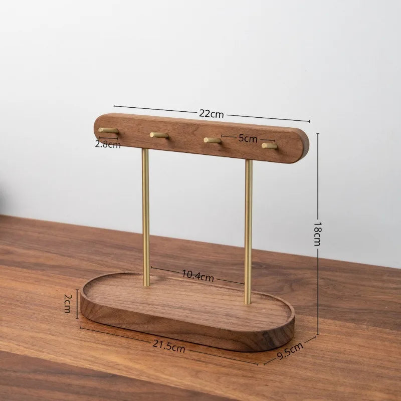 Walnut 2-Tier Desktop Storage Rack – Jewelry & Key Organizer Desktop Storage Rack Axl