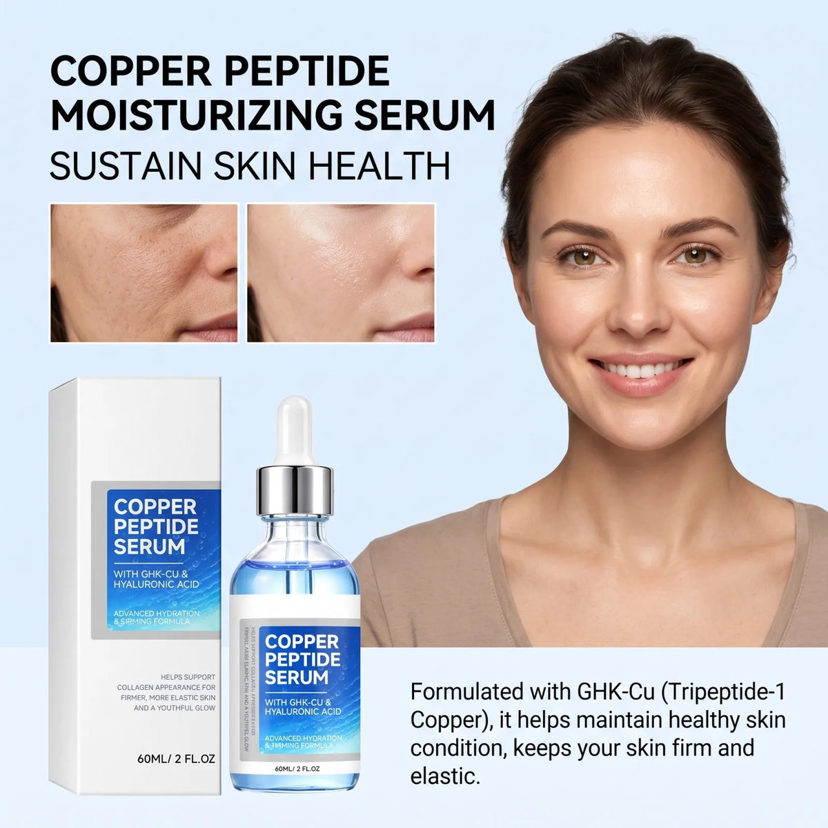 Copper Peptide Face Serum GHK-Cu, Hyaluronic Acid & Niacinamide Face Serum Axl