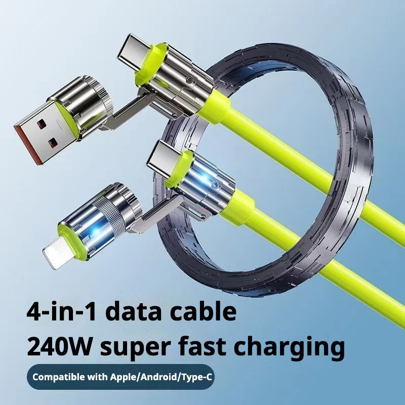240W 4-in-1 Fast Charging Cable – iPhone & USB-C Fast Charging Cable Axl