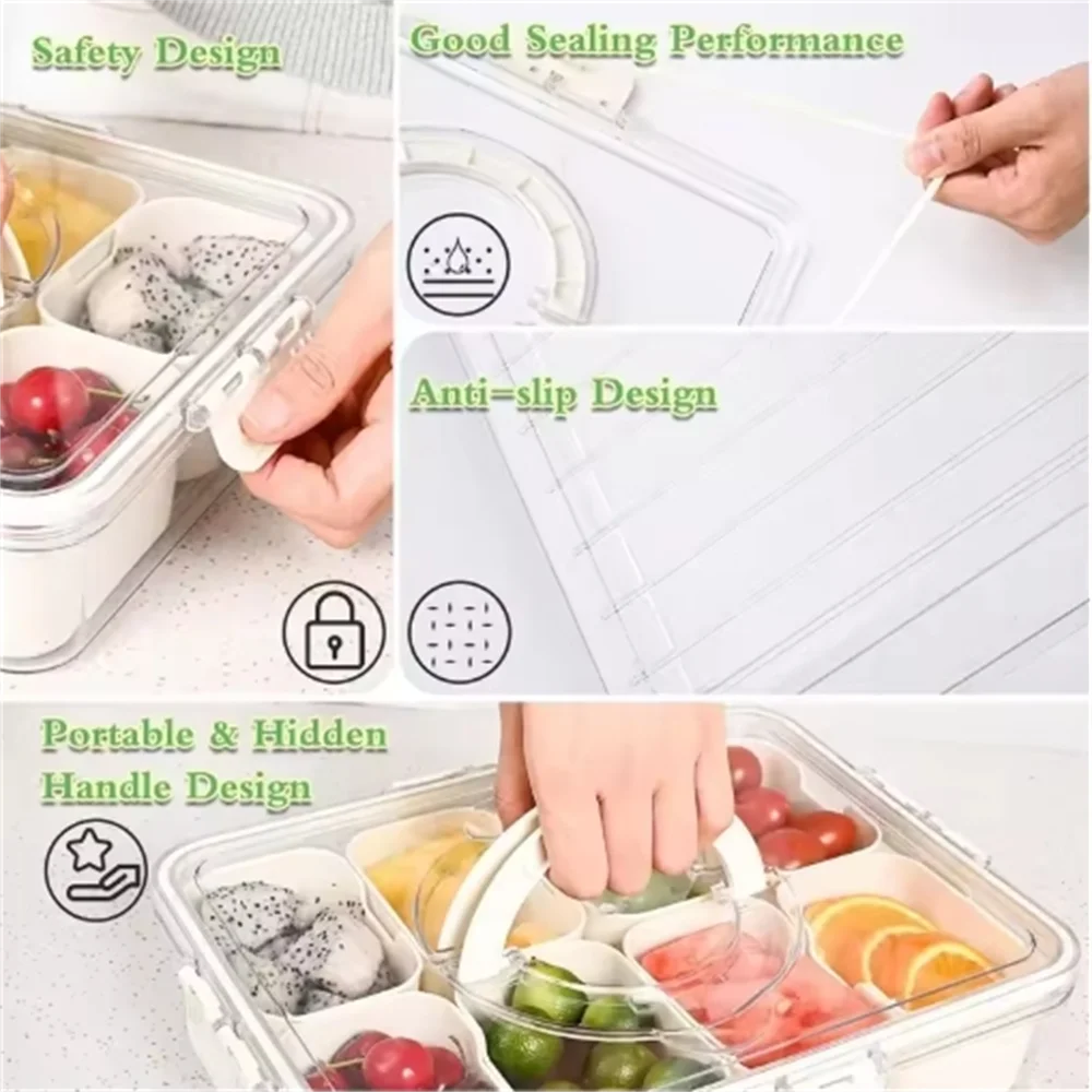 4/8 Grid Snack Box with Lid – Portable Charcuterie & Food Storage Food Storage Container Axl