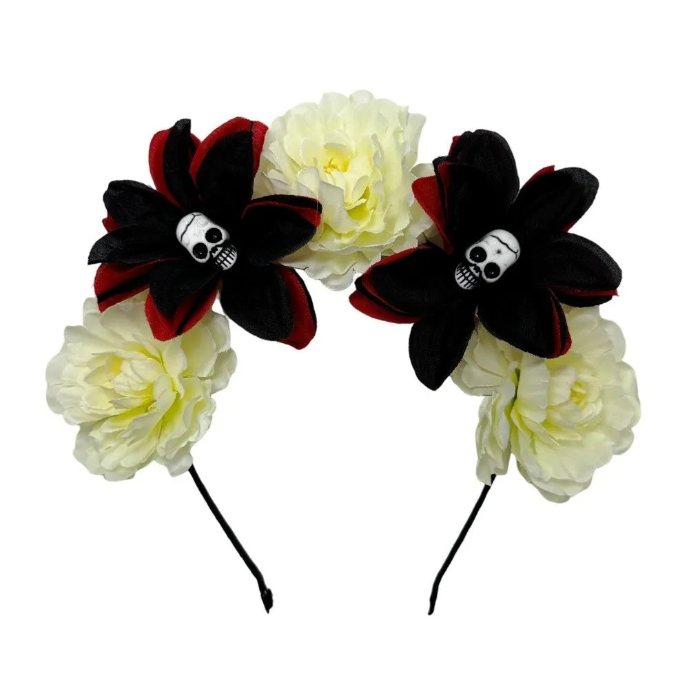 Gothic Skull Flower Headband | Halloween Hair Hoop Costume Halloween Hair Accessory Axl Style 8