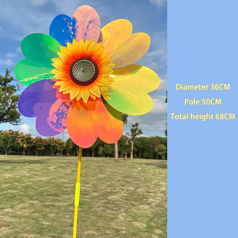Double Layered Sunflower Wind Spinner – Garden Lawn Stake Garden Wind Spinner Axl A1
