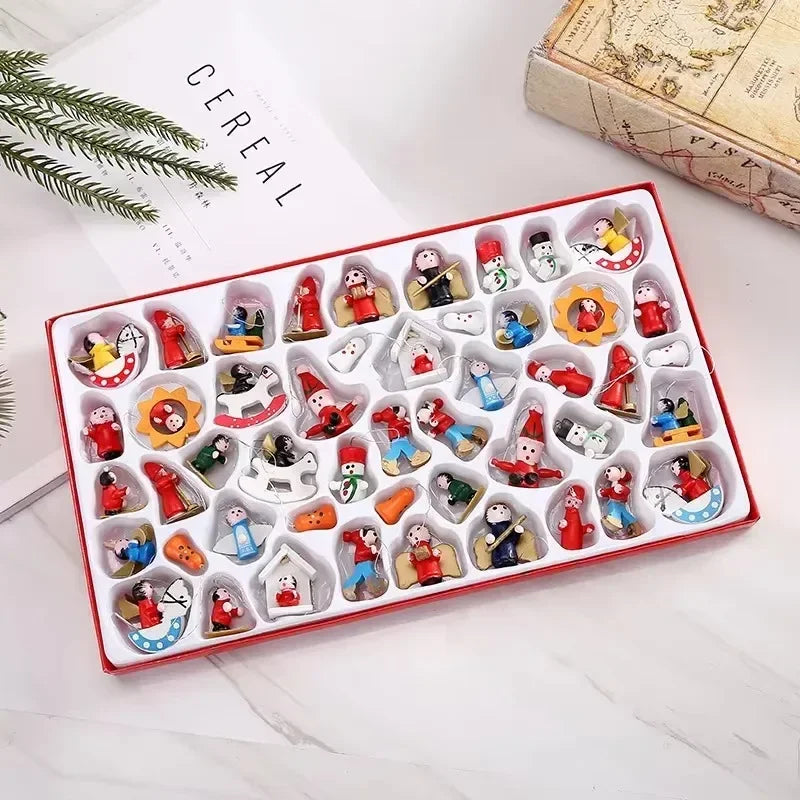 Wooden Christmas Tree Ornaments – Boxed Holiday Pendants Set Christmas Tree Ornaments Axl Wooden Decoration