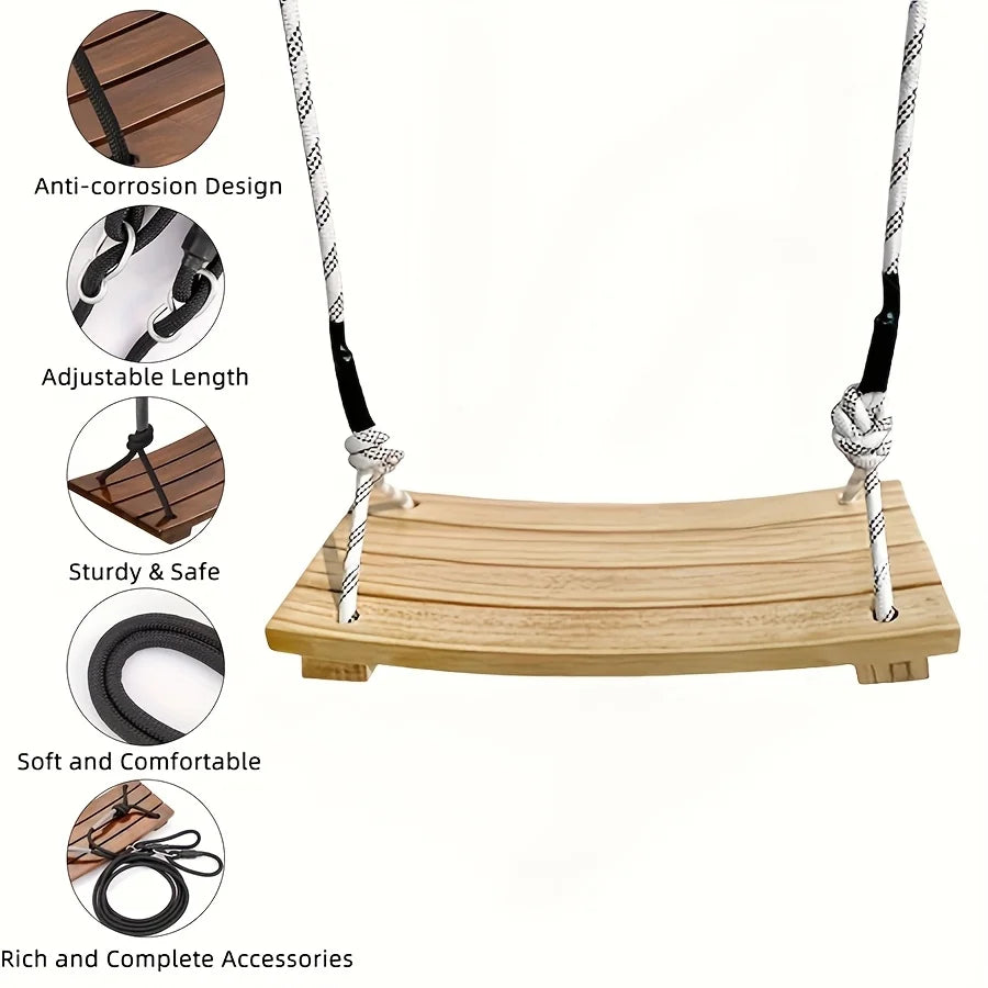 Solid Wood Hanging Swing Chair – Indoor & Outdoor Porch Swing Hanging Swing Chair Axl