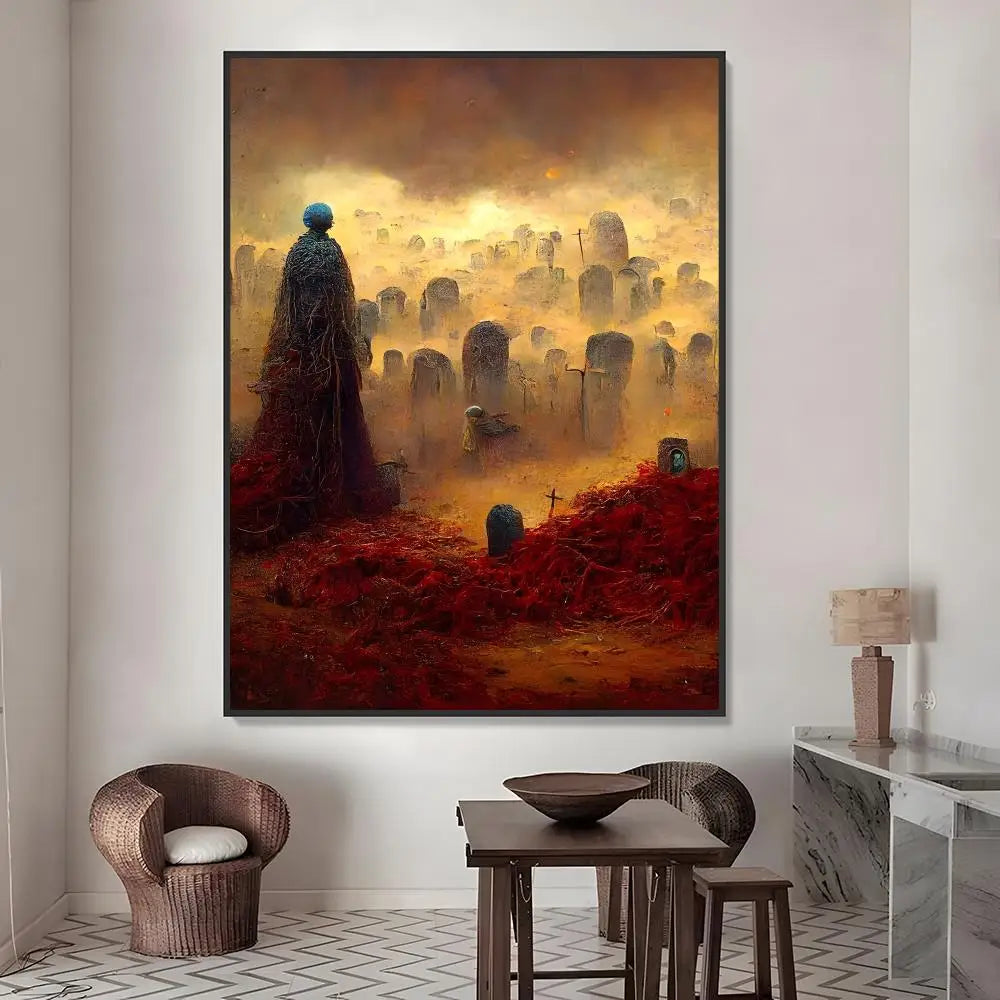 Zdzisław Beksiński Art Stickers – HD Waterproof Wall Decor Art Wall Stickers Axl White14 30X40cmNoframe