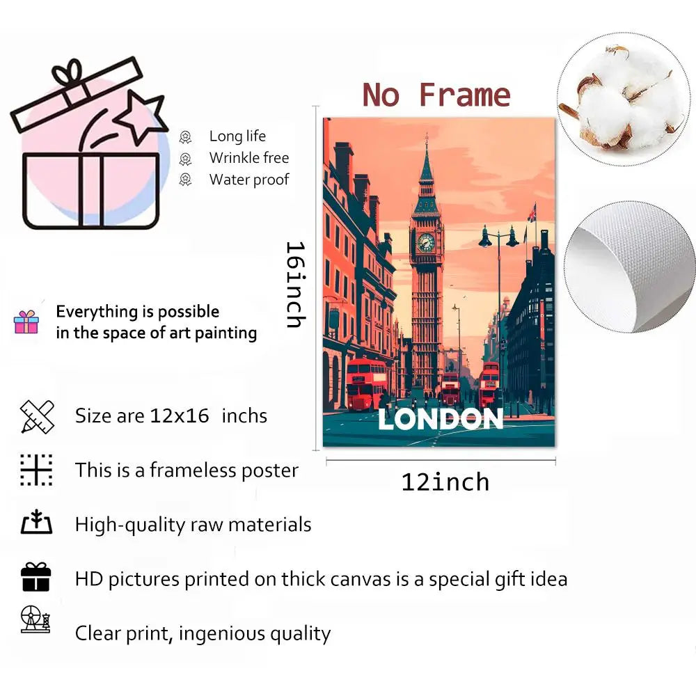 Famous City Scenery HD Canvas Wall Art – Unframed Poster Canvas Wall Art Axl