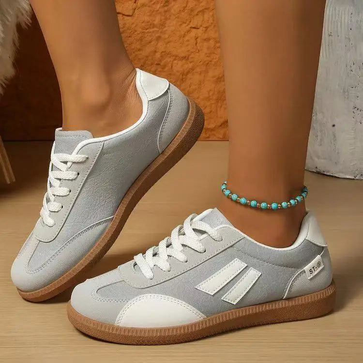 Women's Low Top Canvas Sneakers – Wide Toe Lace-Up Trainers