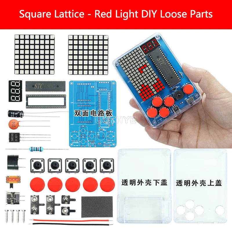 DIY Retro Pixel Game Console Soldering Kit – Snake & Racing DIY Electronics Kit Axl Red square dots