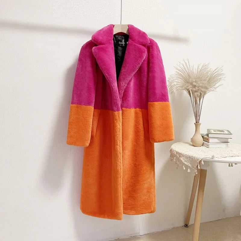 Women's Faux Fur Long Plush Coat – Plus Size S–5XL Winter Faux Fur Coat Axl