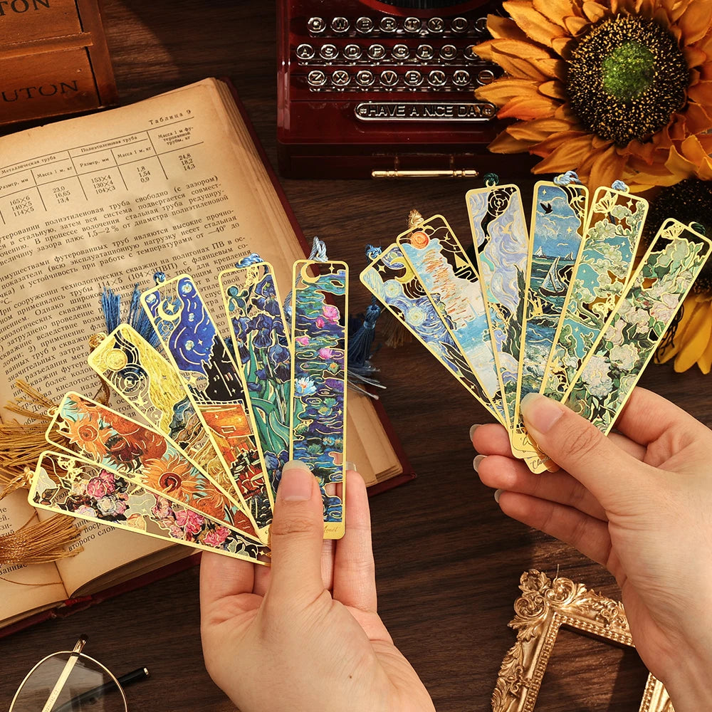 12-Pc Vintage Metal Bookmarks with Tassel | Book Lover Gift Set Decorative Bookmarks Axl