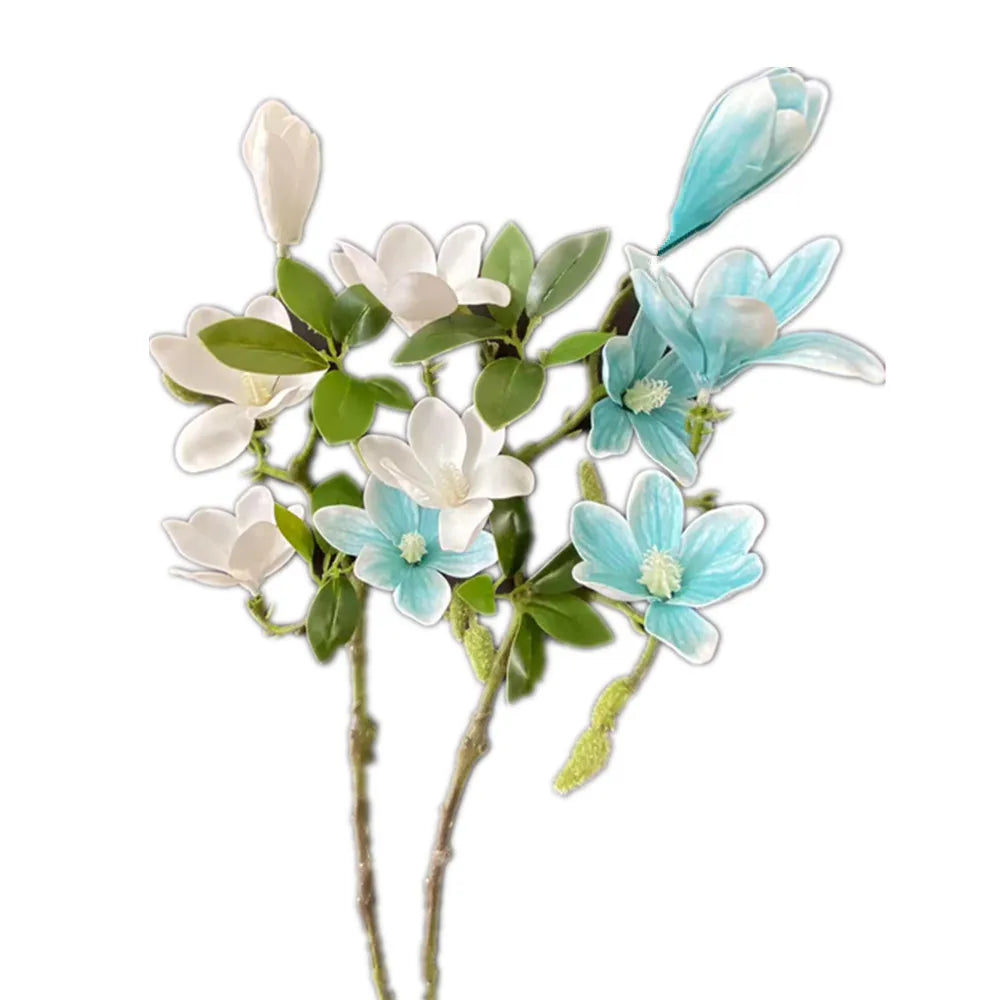 Artificial Magnolia Flower Branch – 5 Heads Real Touch Stem Artificial Flower Branch Axl