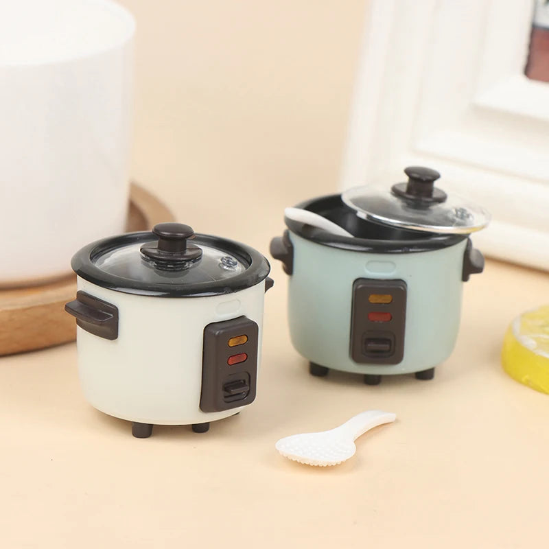 1:12 Dollhouse Miniature Rice Cooker with Spoon | Kitchen Decor Dollhouse Accessory Axl