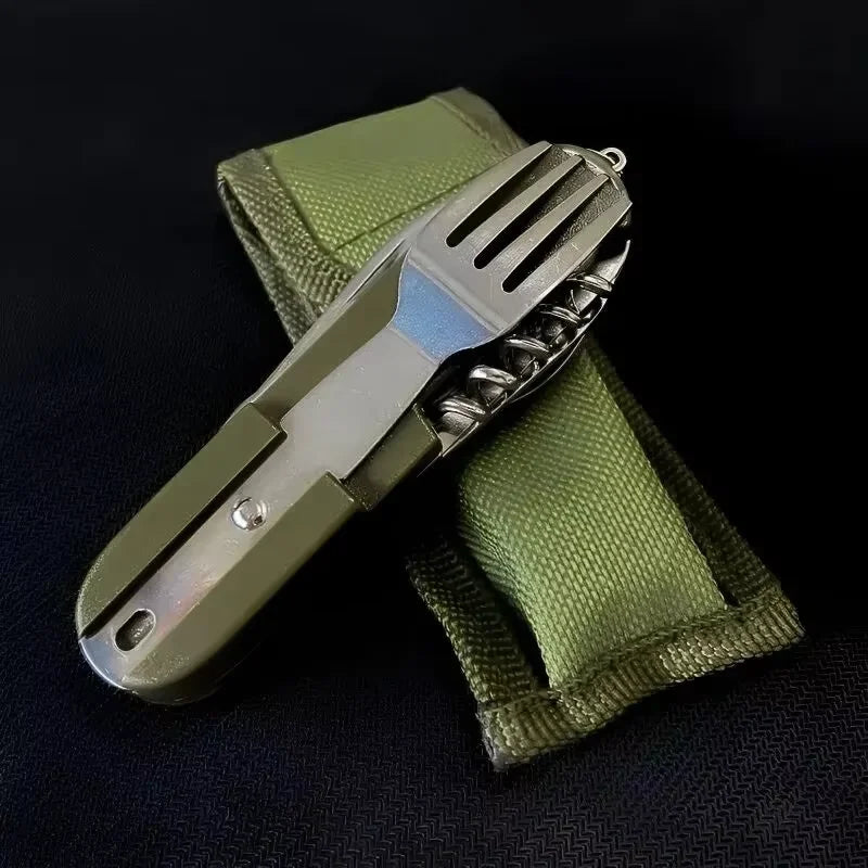 Folding Camping Utensils Set – Stainless Steel Fork Spoon Knife Camping Utensil Set Axl