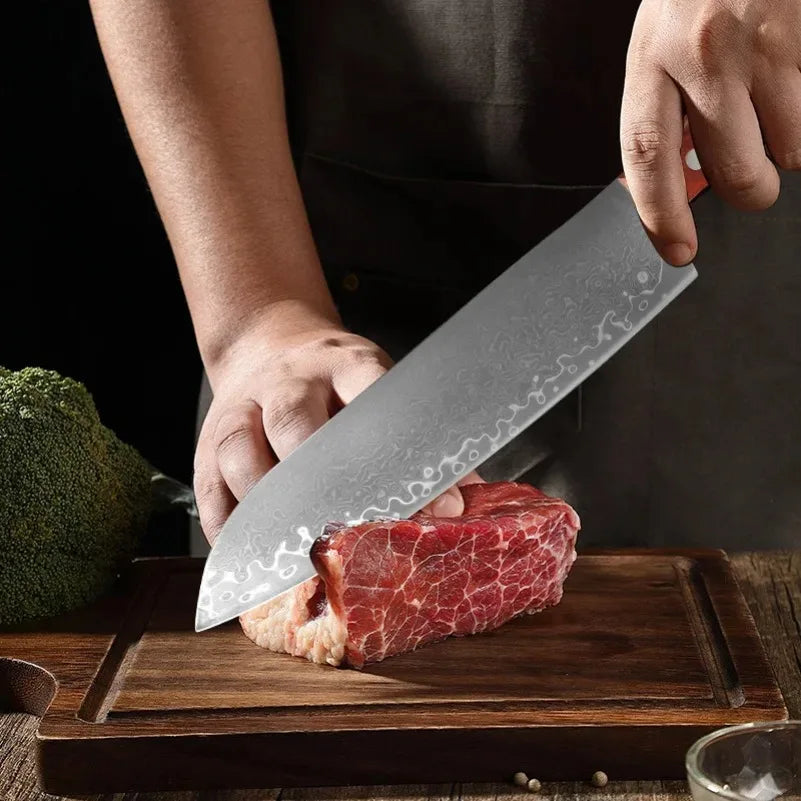 Damascus Steel Chef Knife – Wood Handle Kitchen Knife Set Damascus Chef Knife Axl