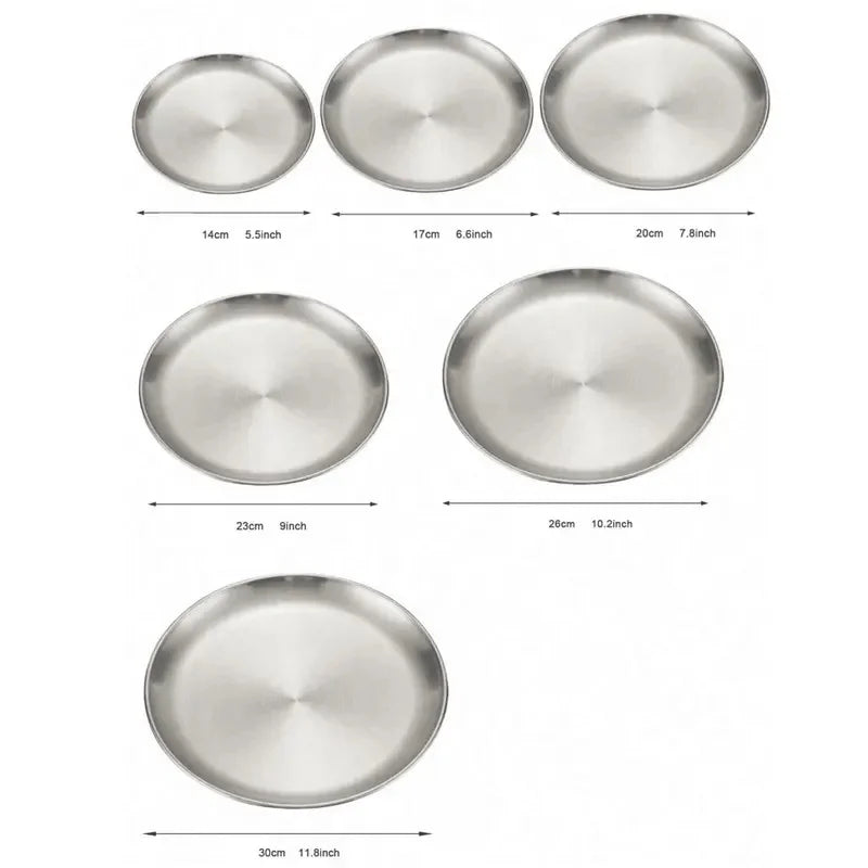 Korean Stainless Steel Round BBQ Plate & Dining Tray BBQ Grill Plate Axl