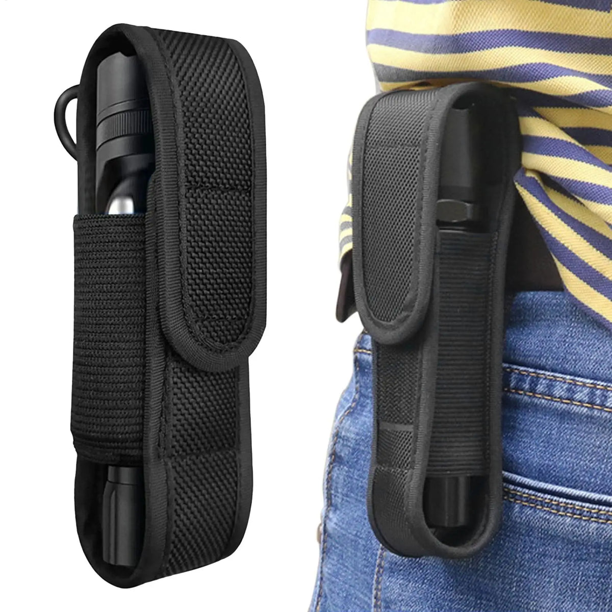 LED Flashlight Waist Pouch – Waterproof Nylon Holster Bag Flashlight Holster Bag Axl