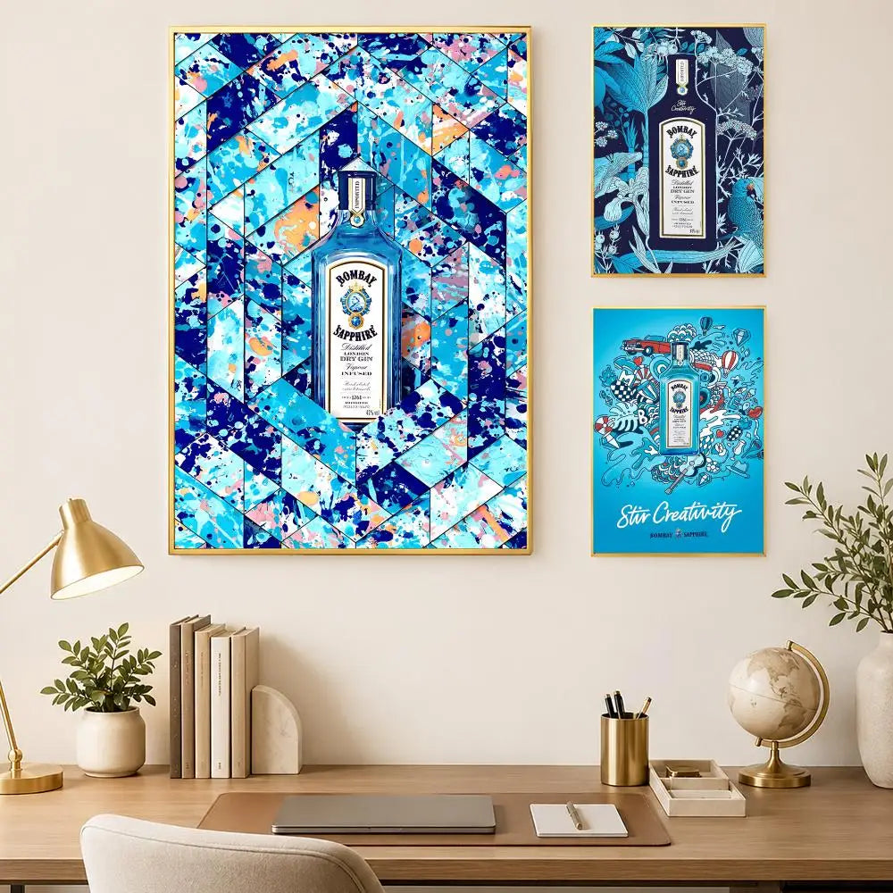 Bombay Sapphire Gin Wall Art Poster – Self-Stick HD Decor Wall Art Poster Axl