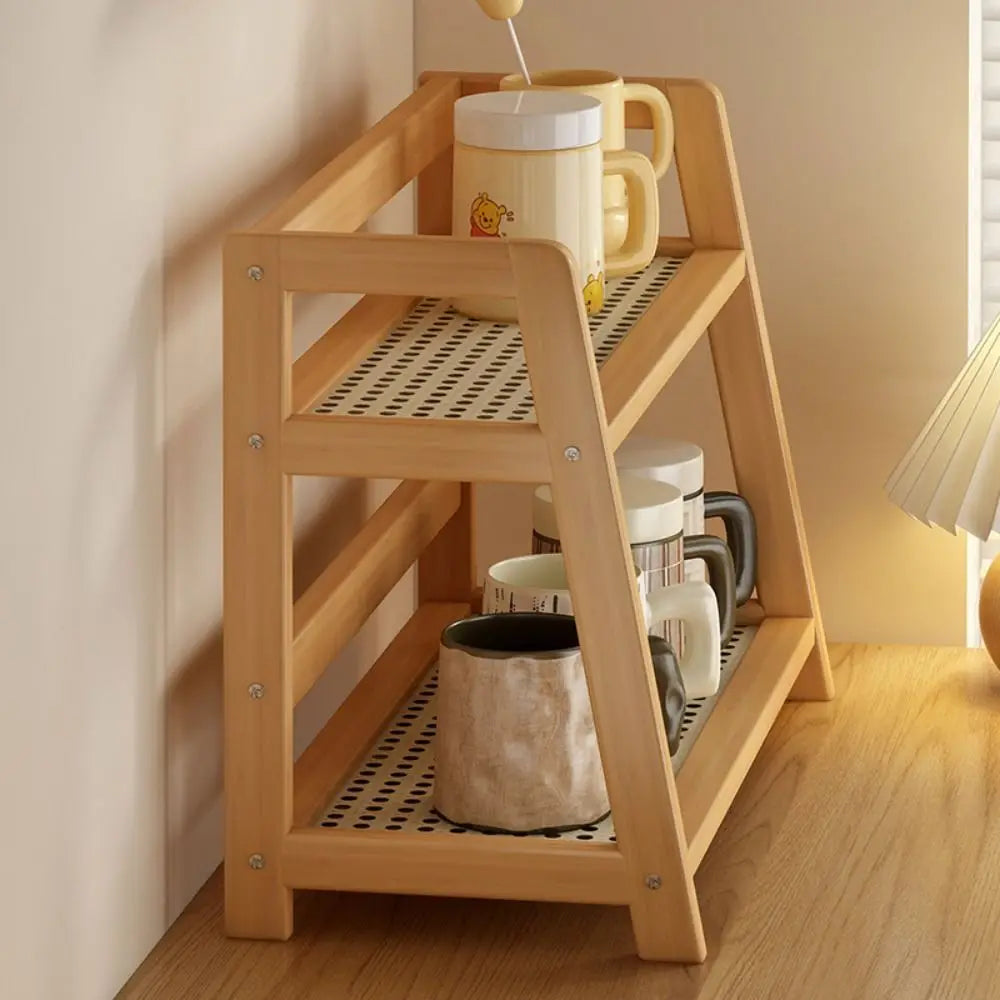 Wooden Desktop Shelf – Spice Rack & Countertop Organizer Desktop Storage Shelf Axl